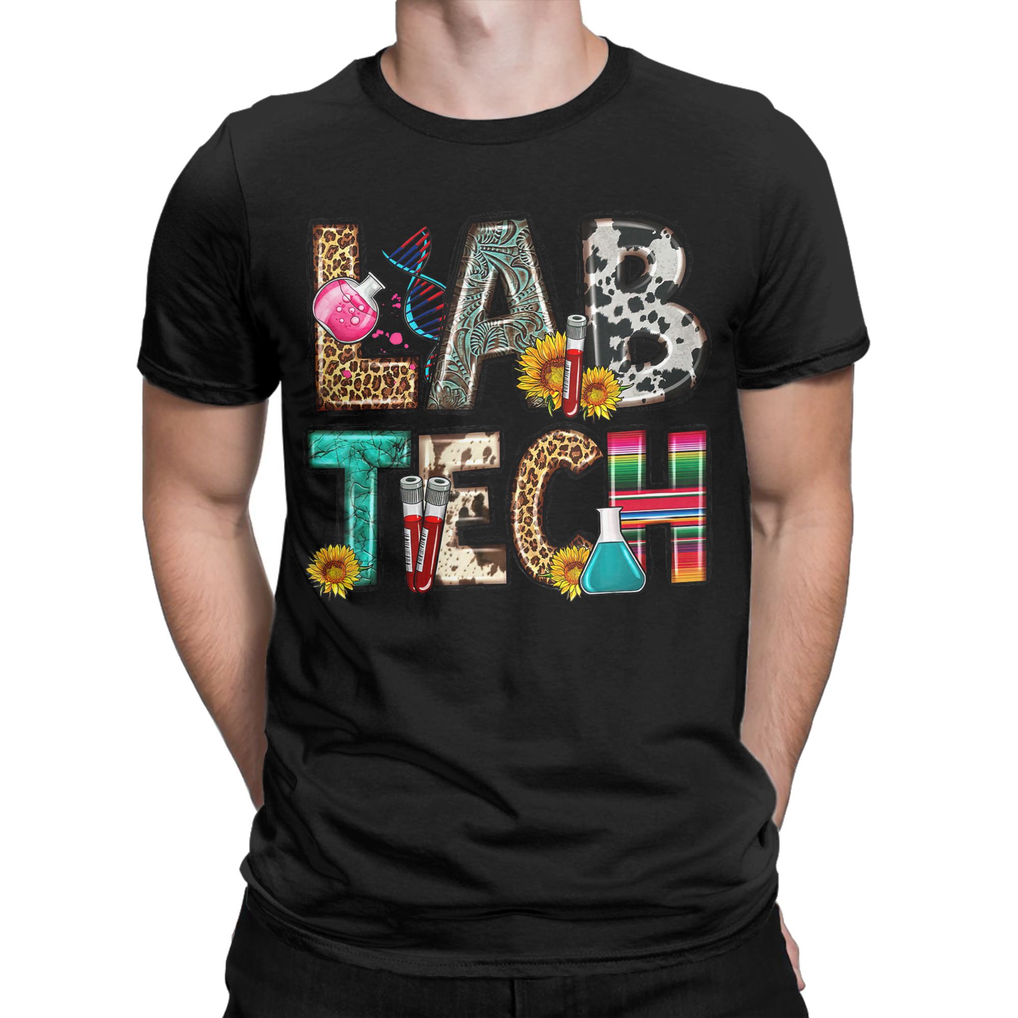 Medical Lab Tech - Retro Tech Leopard Floral Medical Laboratory