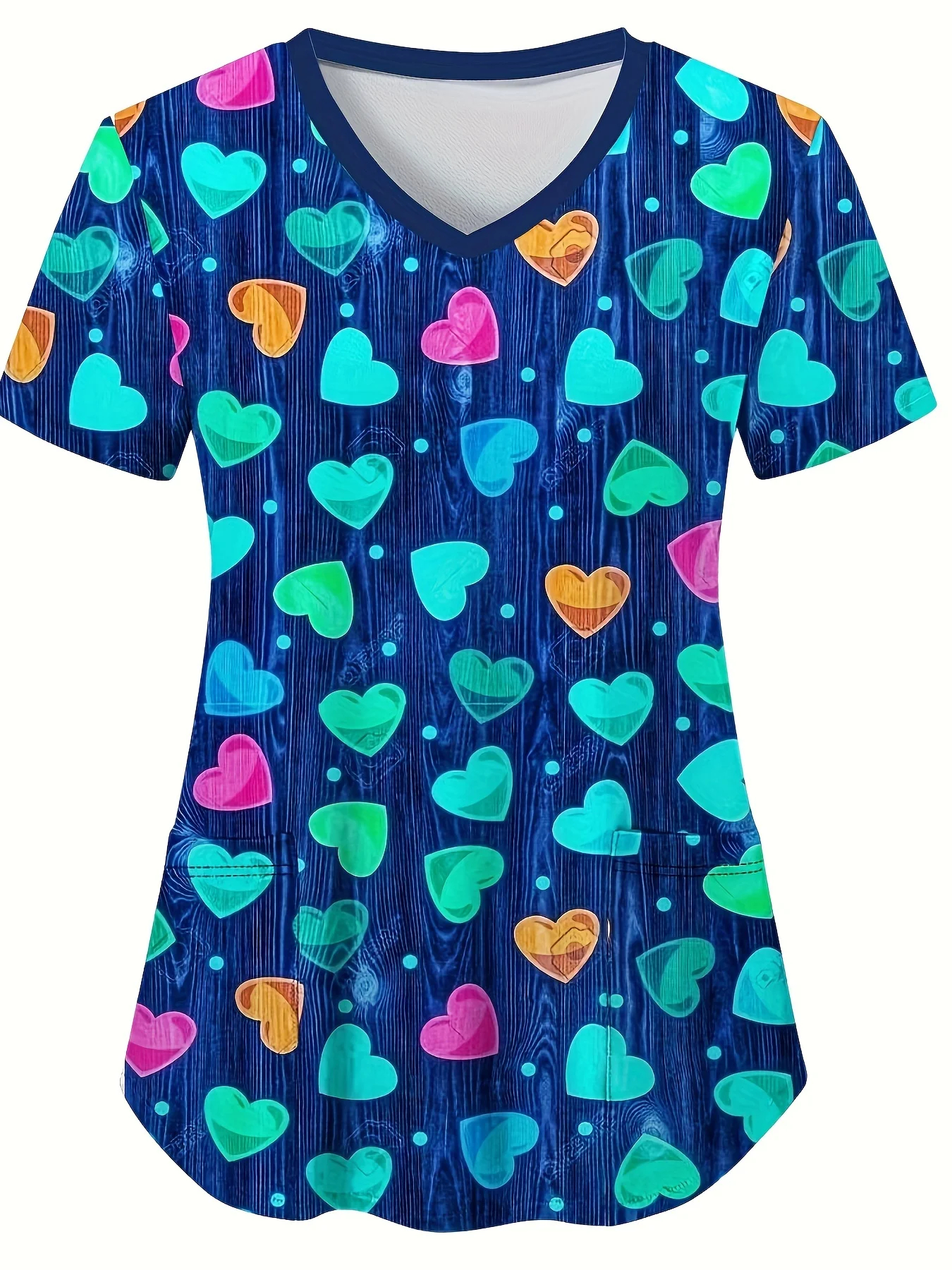Heart Print V-Neck Stretchy Me - огляд і ціна Medical Lab Uniform
