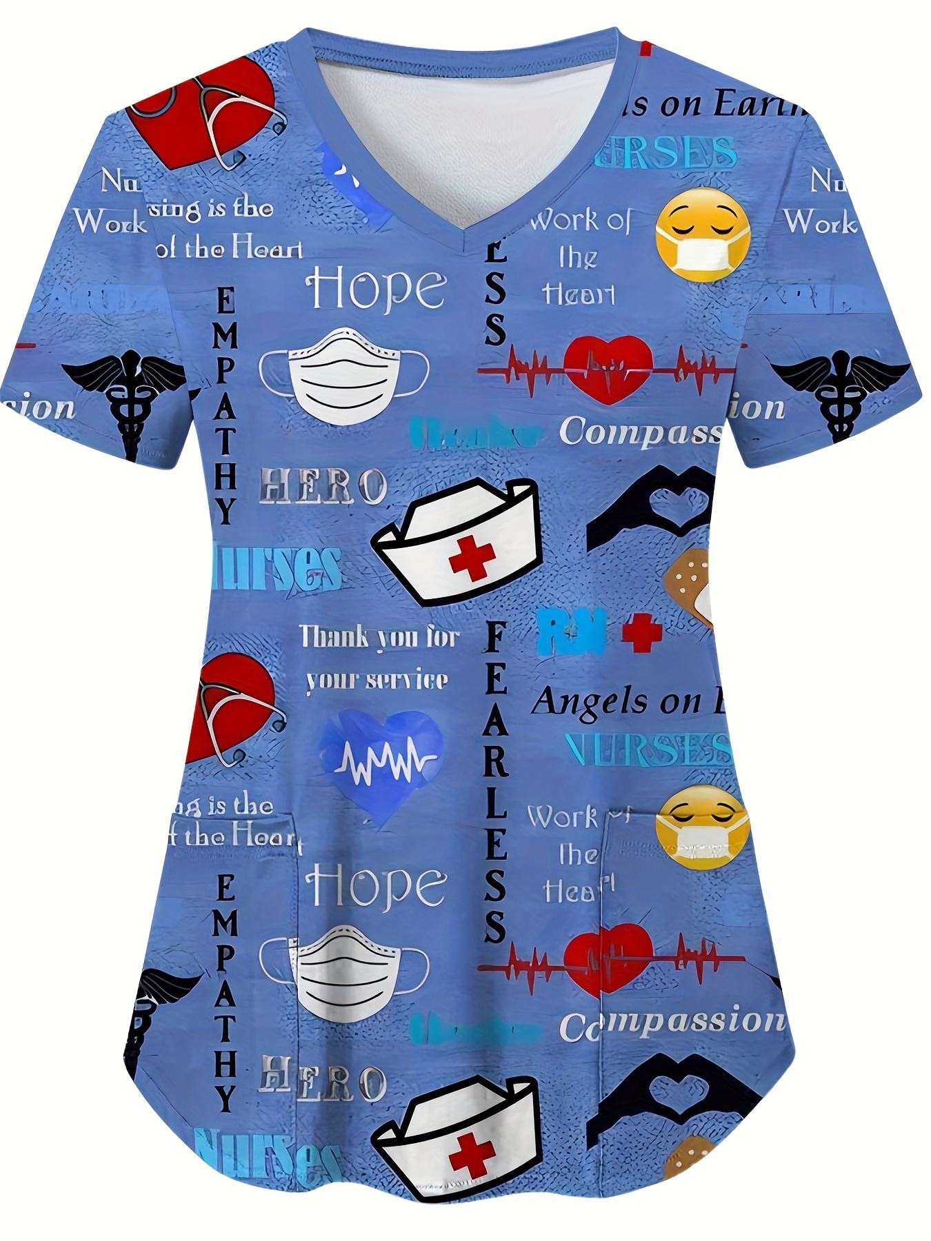Heart Print V-Neck Stretchy Me - огляд і ціна Medical Lab Uniform
